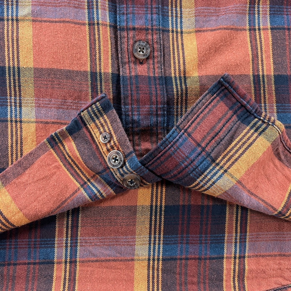 Duluth Trading Co Relaxed Fit Large Tall Orange Plaid Long Sleeve Button Down - Picture 4 of 10